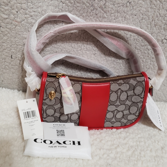 COACH Swinger Signature Jacquard Shoulder Bag - Picture 8 of 11